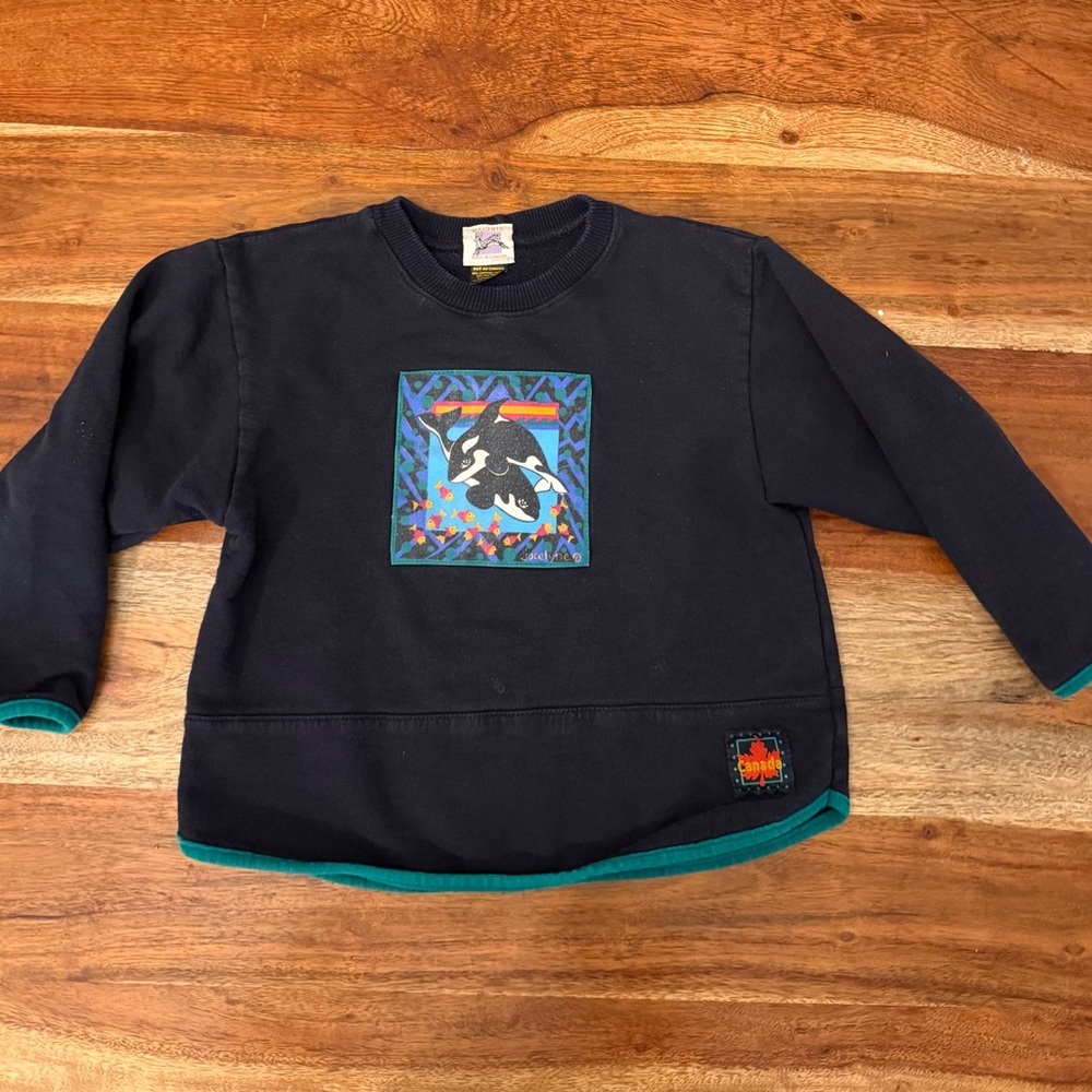 Kids Magenta Vintage Orca Crew, size 5-7